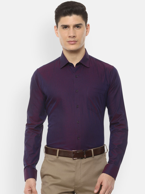 

Van Heusen Men Purple & Brown Slim Fit Striped Formal Shirt