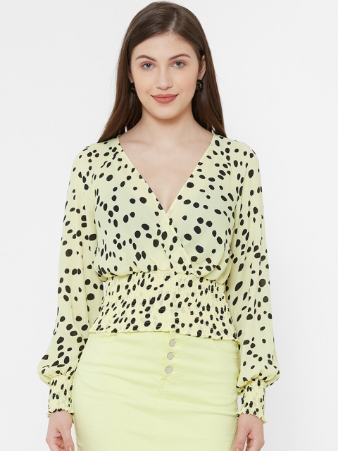 

bebe Women Yellow Printed Top