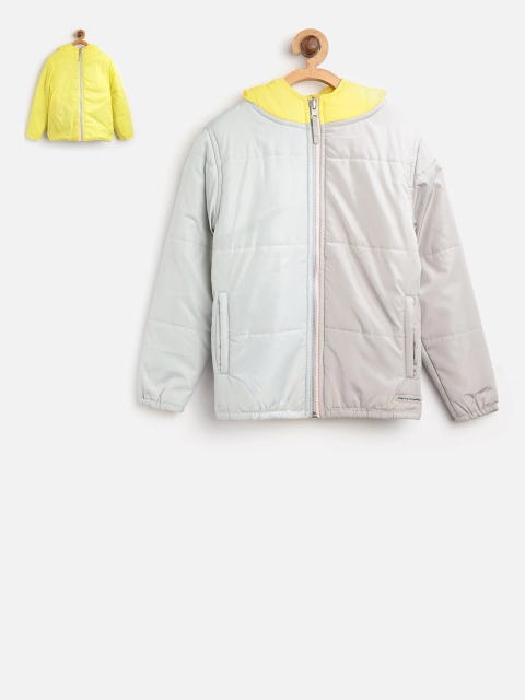 

Cherry Crumble Boys Grey Colourblocked Reversible Padded Jacket