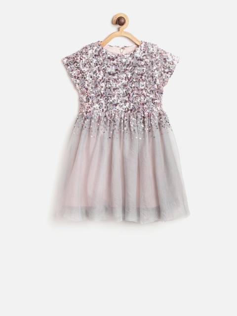

Cherry Crumble Girls Grey Embellished Fit and Flare Dress