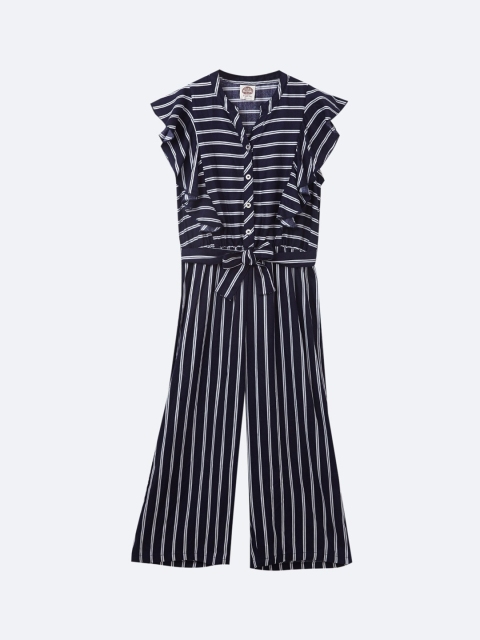 

Cub McPaws Girls Navy Blue & White Striped Basic Jumpsuit