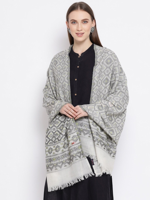 

SHINGORA Women Off-White & Grey Woven Design Stole
