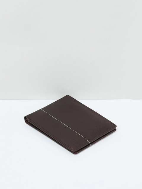 

max Men Brown Solid Leather Two Fold Wallet