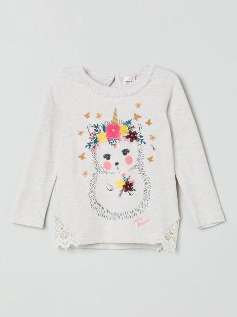 

max Girls Off-White Printed Top