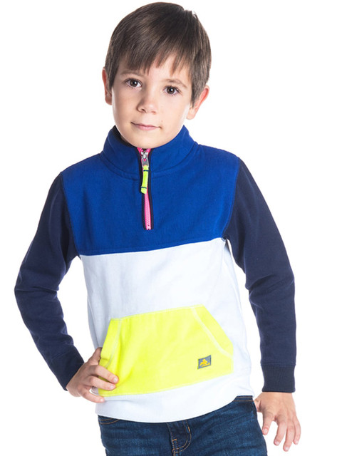 

Cherry Crumble Unisex Kids White & Blue Colourblocked Sweatshirt