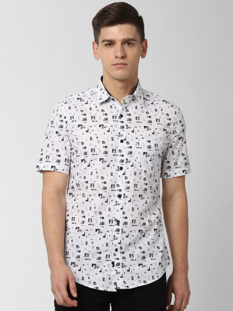 

Peter England Casuals Men White & Black Regular Fit Printed Casual Shirt