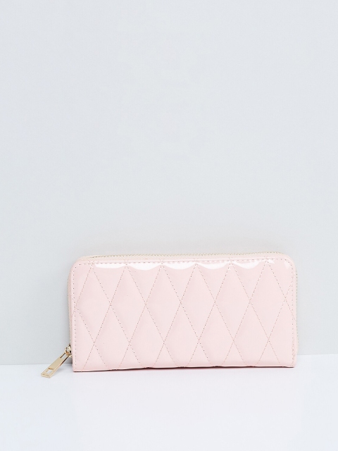 max Women Pink Textured Zip Around Wallet
