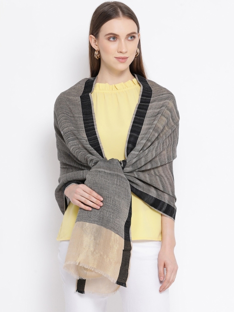

SHINGORA Women Grey & Cream-Coloured Striped Stole