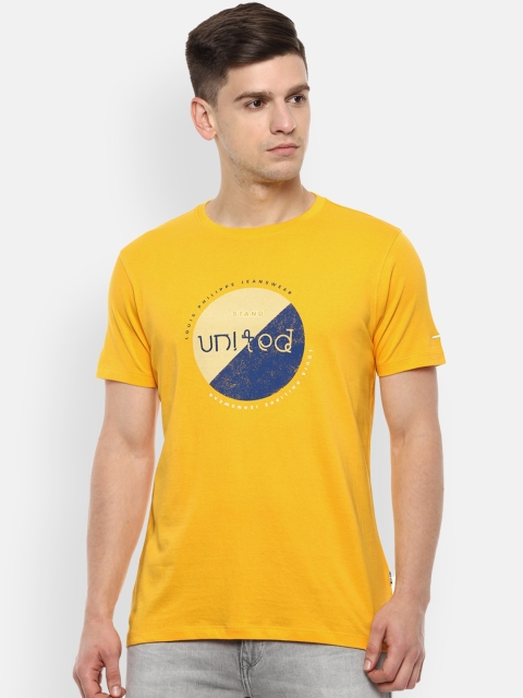 

Louis Philippe Jeans Men Yellow Printed Round Neck T-shirt