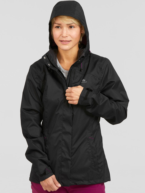 

Quechua By Decathlon Women Black Solid Waterproof Walking Jacket