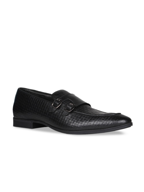

Regal Men Black Textured Leather Formal Monks