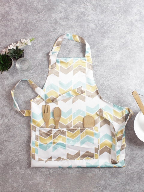 

Houzzcode Unisex White & Blue Boutique Printed Apron