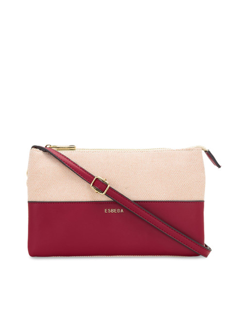 

ESBEDA Red & Beige Colourblocked Sling Bag