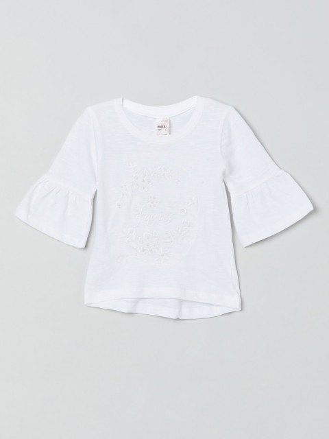 

max Girls White Embroidered High-Low Top