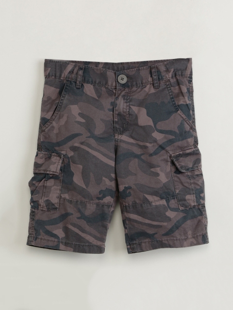 

max Boys Grey Camouflage Printed Regular Fit Cargo Shorts