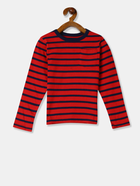 

GAP Boys Red Striped Round Neck T-shirt