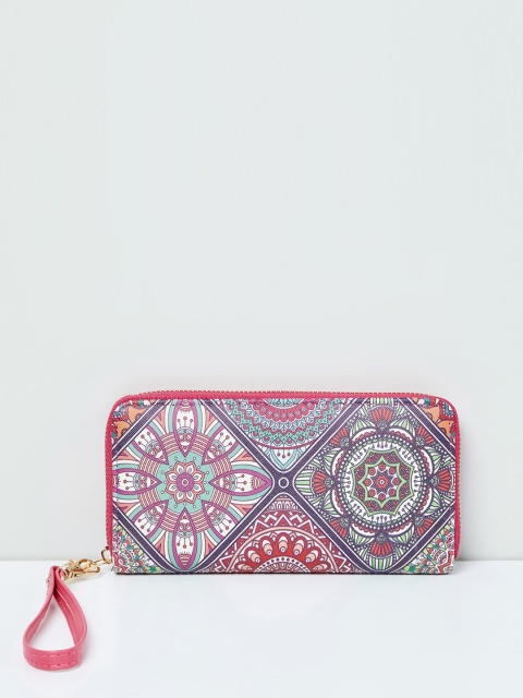 

max Women Pink & Blue Printed Zip Around Wallet