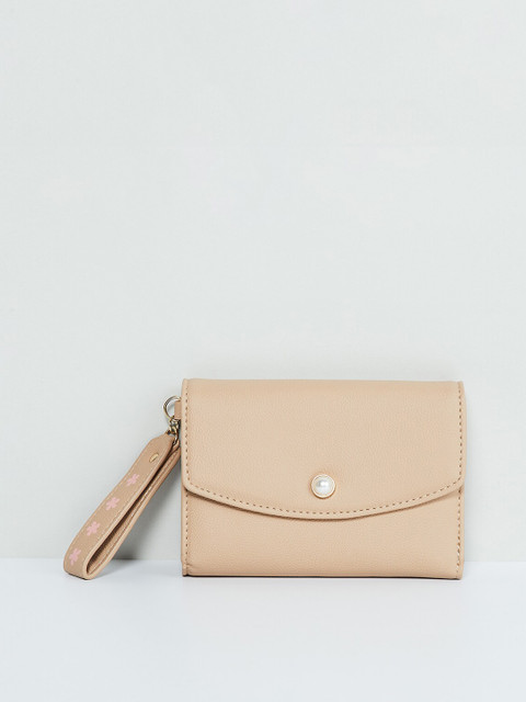 

max Women Beige Solid Three Fold Wallet
