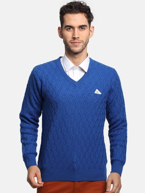

Monte Carlo Men Blue Self Design Pullover Sweater