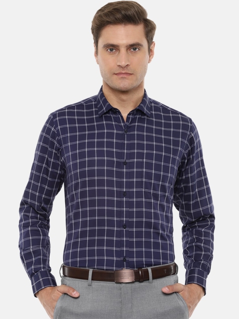 

Van Heusen Men Navy Blue & White Regular Fit Checked Formal Shirt
