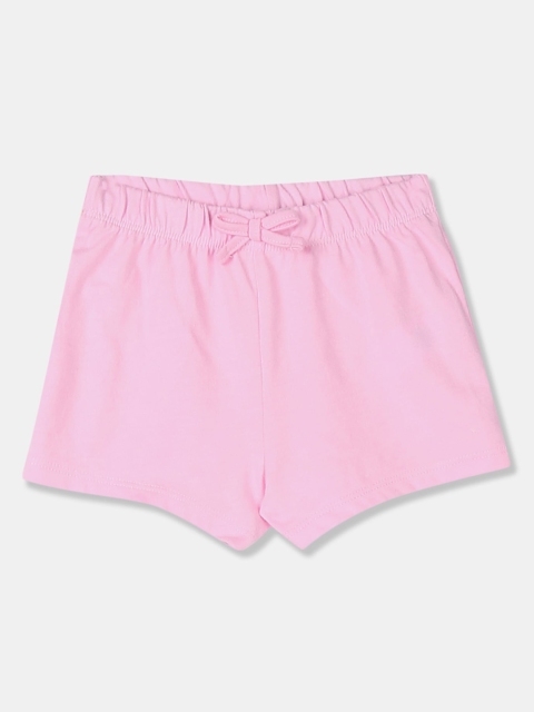 

The Childrens Place Girls Pink Solid Regular Fit Hot Pants