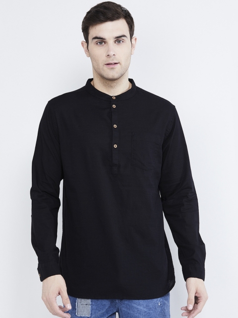 

max Men Black Solid Straight Kurta