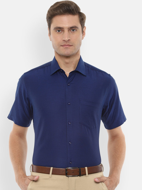 

Van Heusen Men Navy Blue Regular Fit Self Design Formal Shirt