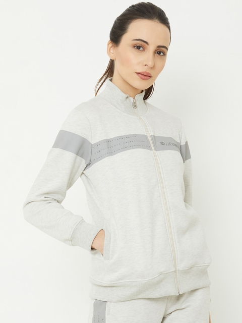 

Sweet Dreams Women White & Grey Melange Colourblocked Sweatshirt