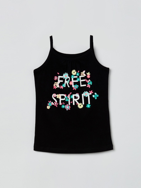 

max Girls Black Printed Top