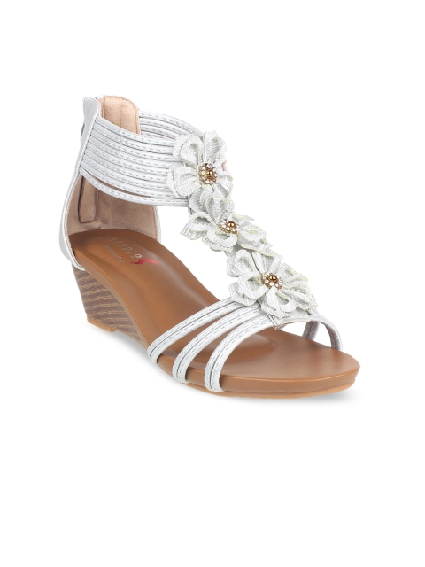 

STEPpings Women Silver-Toned Embellished Gladiators
