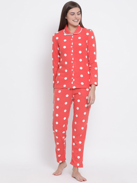 

Kanvin Women Orange & White Printed Night Suit