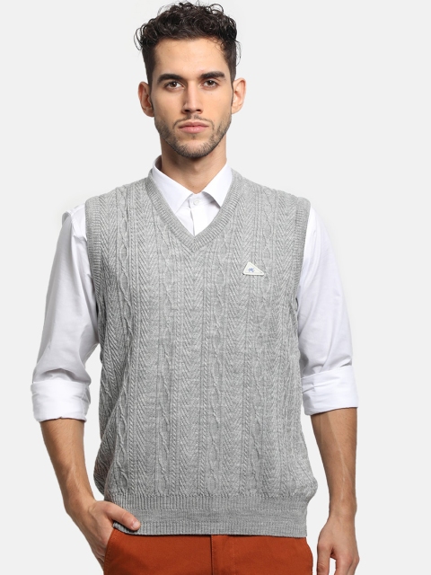 

Monte Carlo Men Grey Self Design Woolen Sweater Vest