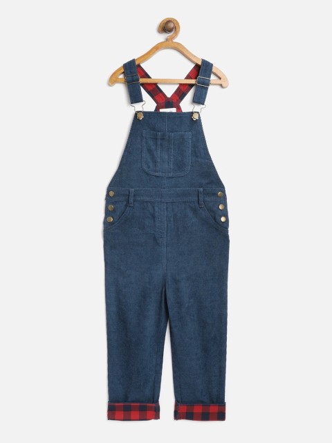 

Cherry Crumble Boys Blue Solid Straight Leg Denim Dungarees