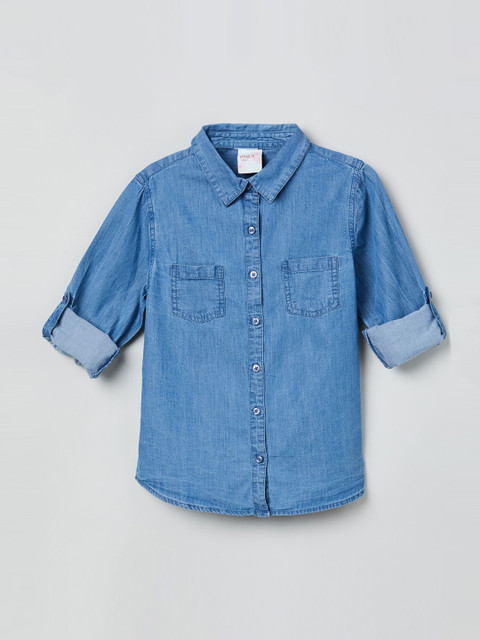 

max Girls Blue Regular Fit Solid Casual Shirt