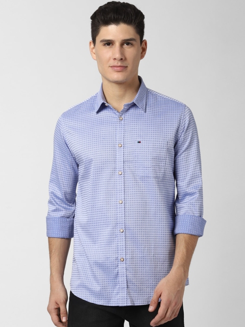 

Peter England Casuals Men Blue Slim Fit Self Design Casual Shirt