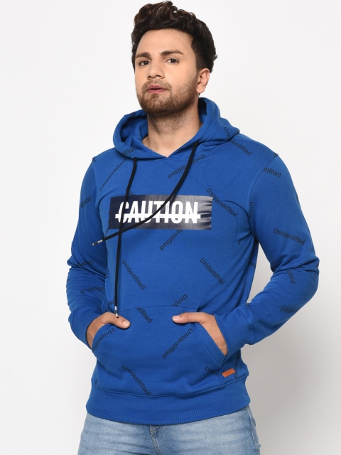 

98 Degree North Men Blue Printed Hooded Sweatshirt
