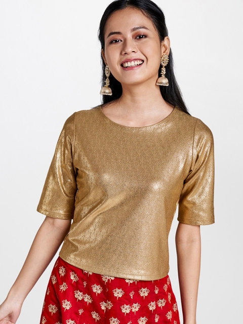 

Global Desi Women Gold-Toned Solid Top