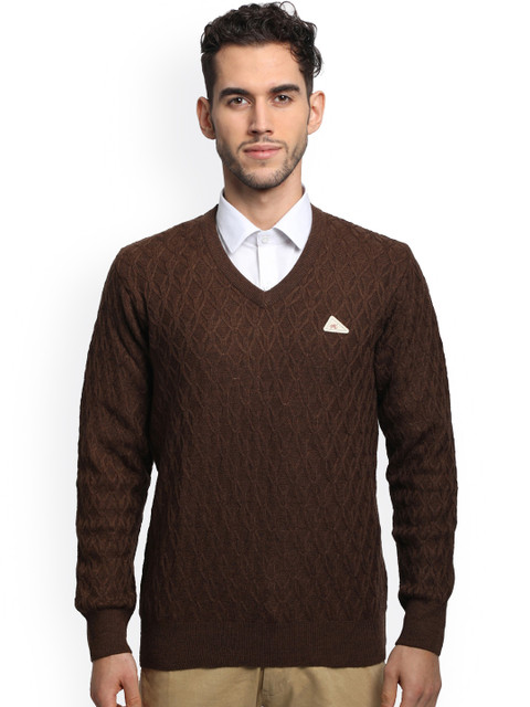 

Monte Carlo Men Brown Self Design Pullover Sweater