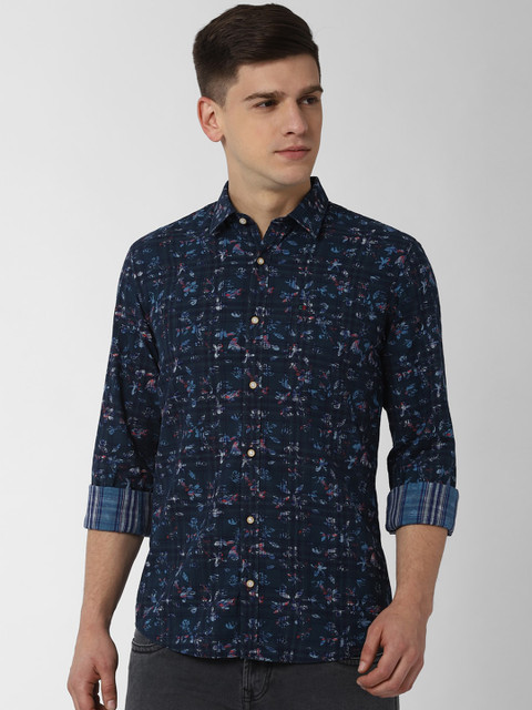 

Peter England Casuals Men Navy Blue Slim Fit Floral Printed Casual Shirt