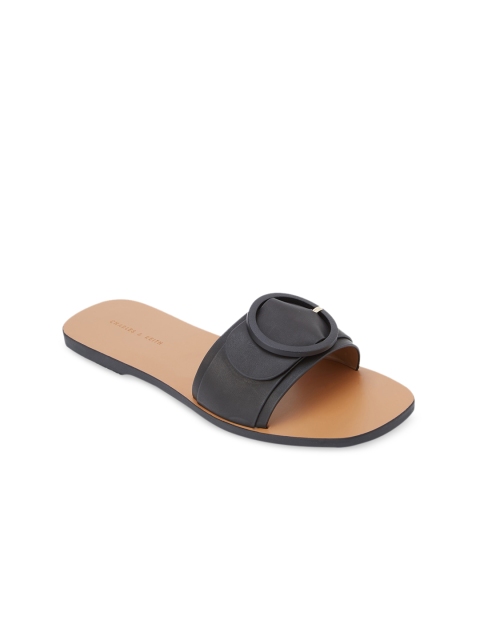 

CHARLES & KEITH Women Black Embellished Open Toe Flats