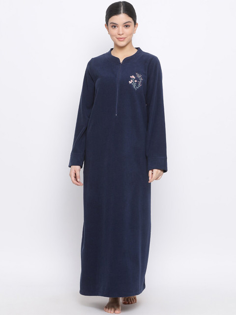 

Kanvin Navy Blue Solid Nightdress