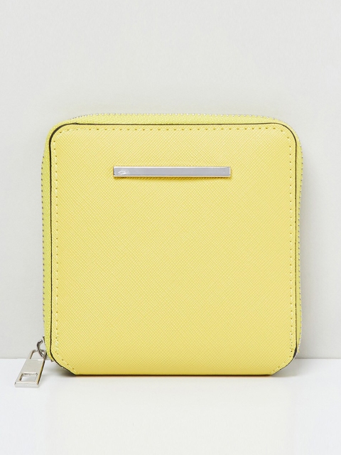 

max Women Yellow Solid Zip Around Wallet