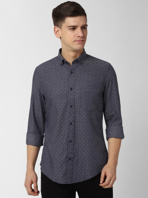 

Peter England Casuals Men Grey Slim Fit Printed Casual Shirt