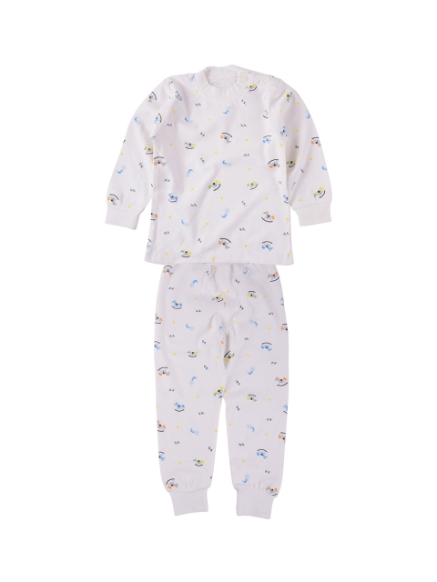 

Yellow Bee Kids Off-White & Blue Printed Night suit