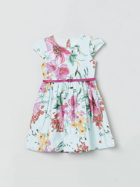 

max Girls Blue Printed Fit and Flare Dress