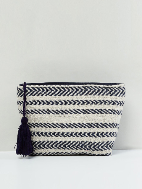 

max Off-White & Black Embroidered Pouch With Tassels