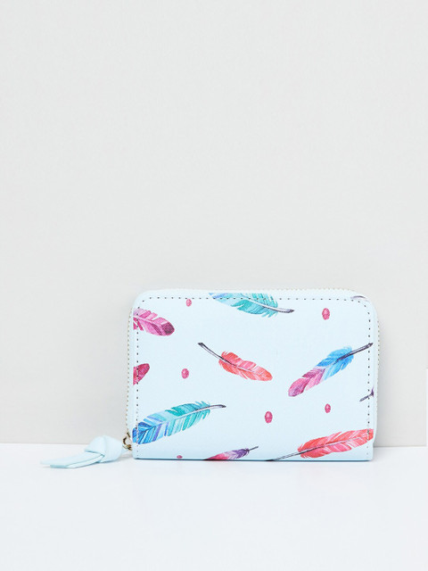 

max Women Blue Printed Zip Around Wallet