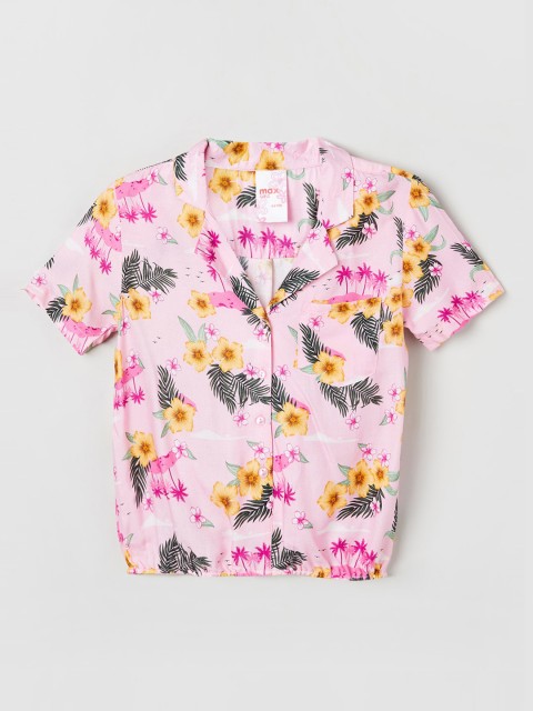 

max Girls Pink Floral Printed Top