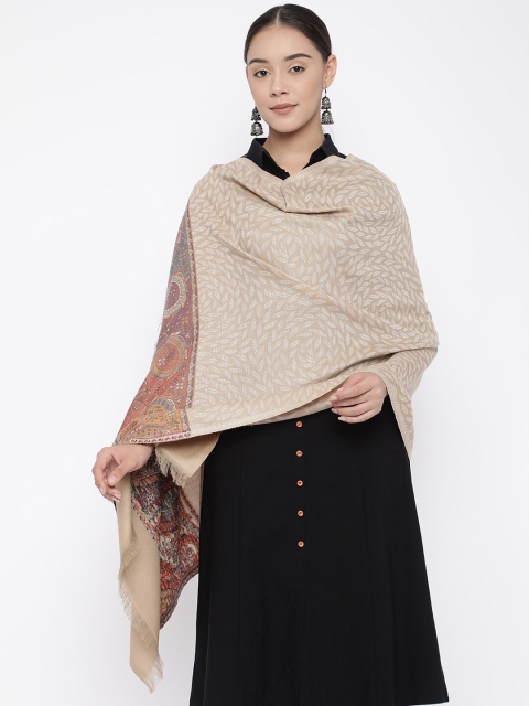 Pashmoda Women Beige Woven Design Stole