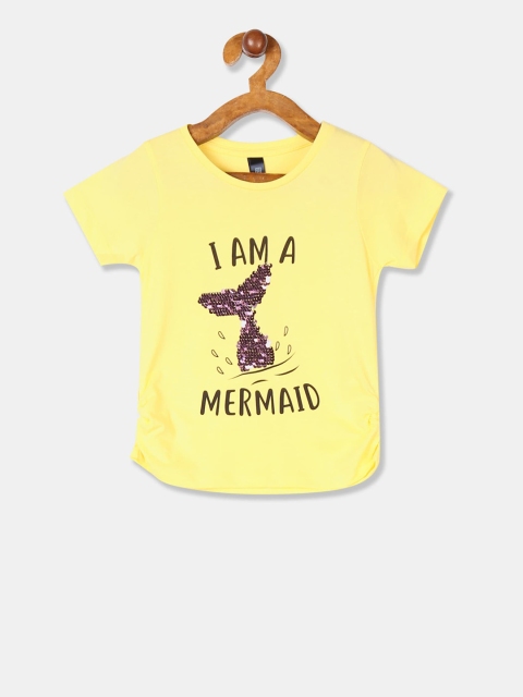 

Cherokee Girls Yellow Sequin Embellished Round Neck T-shirt